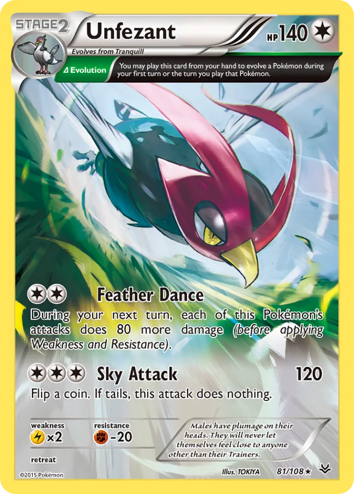 Unfezant #81 Roaring Skies Pokemon card