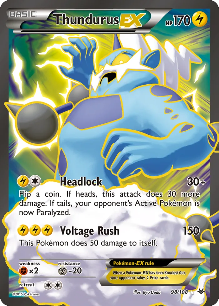 Thundurus-EX #98 Roaring Skies Pokemon card