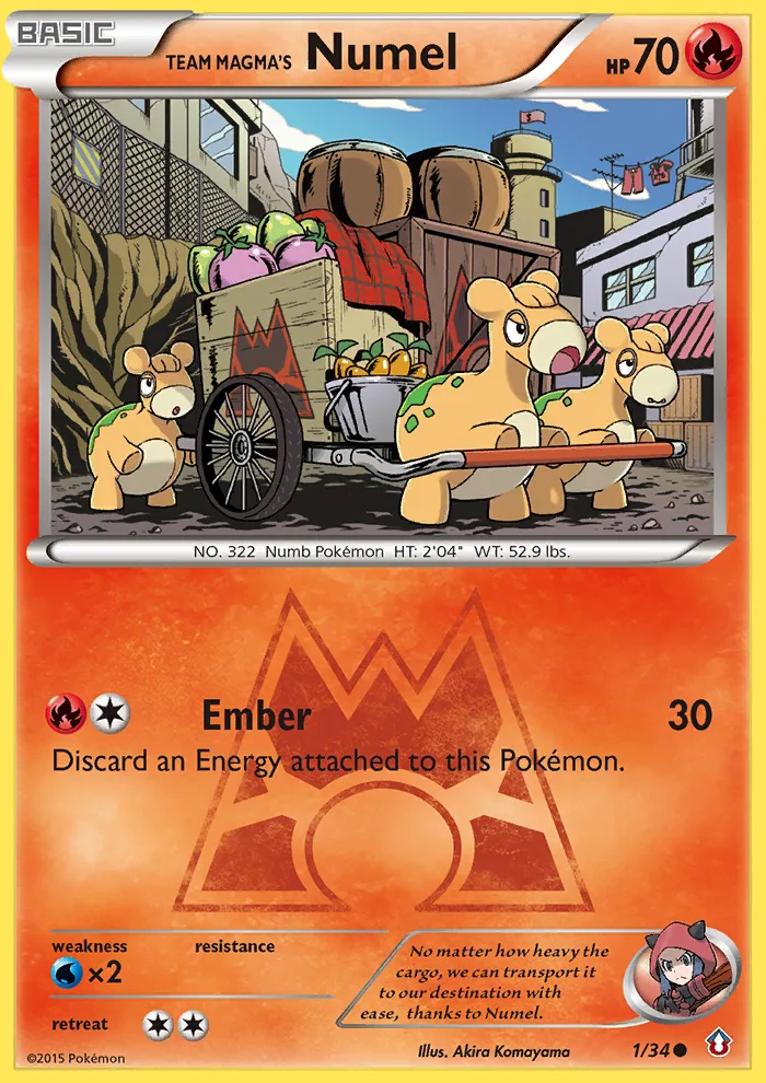 Team Magma's Numel #1 Double Crisis Pokemon card