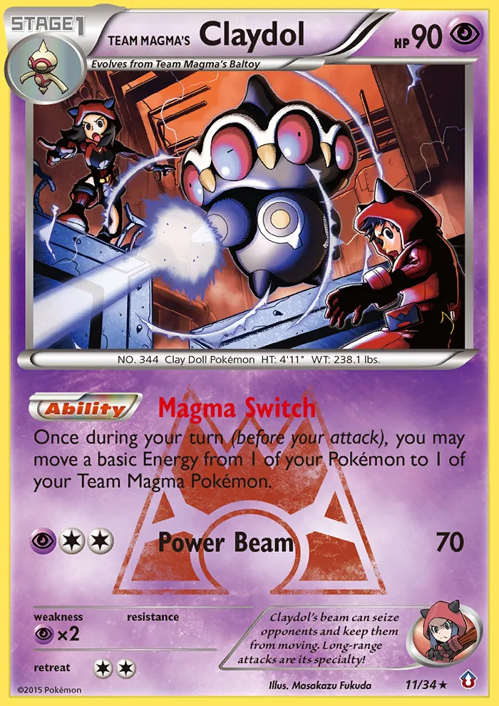 Team Magma's Claydol #11 Double Crisis Pokemon card