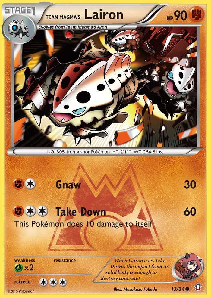 Team Magma's Lairon #13 Double Crisis Pokemon card