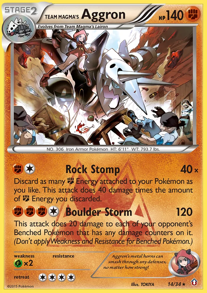 Team Magma's Aggron #14 Double Crisis Pokemon card