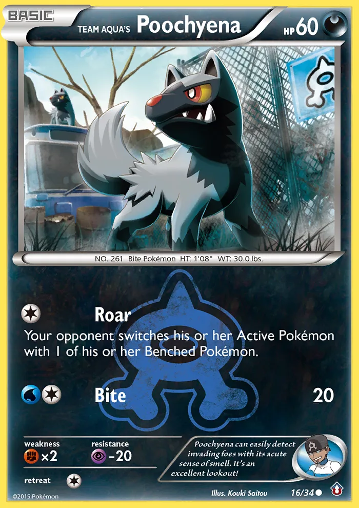Team Aqua's Poochyena #16 Double Crisis Pokemon card