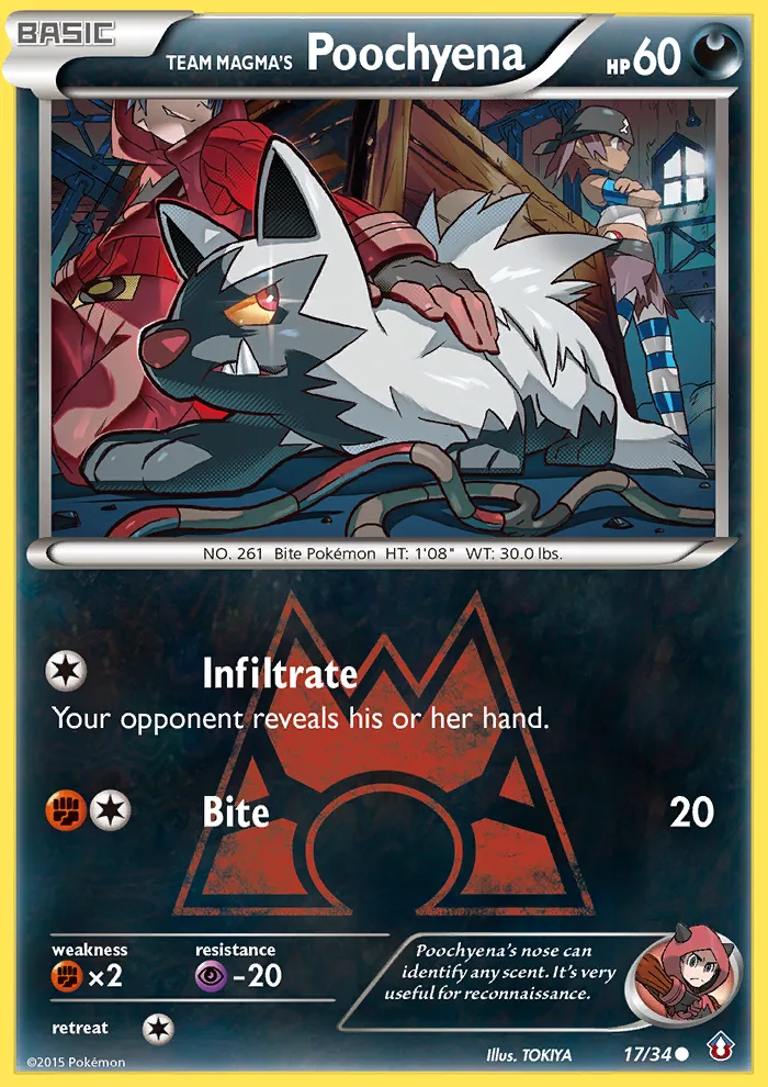 Team Magma's Poochyena #17 Double Crisis Pokemon card