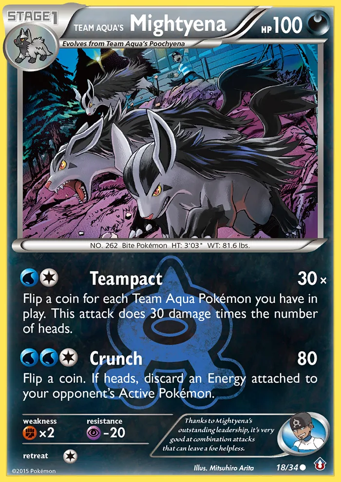 Team Aqua's Mightyena #18 Double Crisis Pokemon card