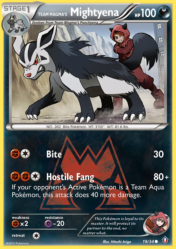 Team Magma's Mightyena #19 Double Crisis Pokemon card