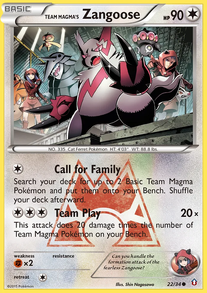 Team Magma's Zangoose #22 Double Crisis Pokemon card