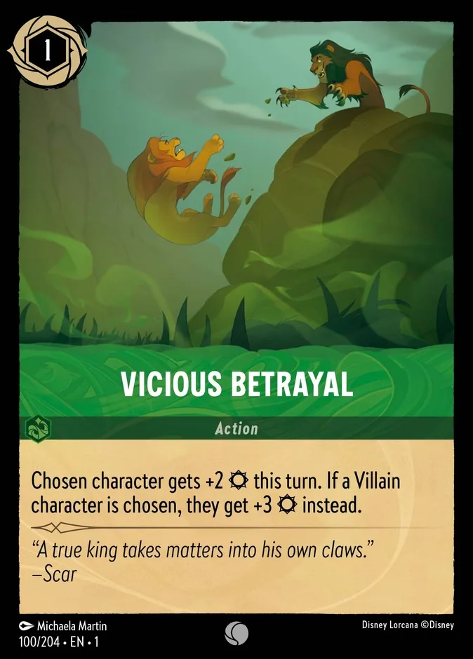 Vicious Betrayal #100 The First Chapter Disney Lorcana card