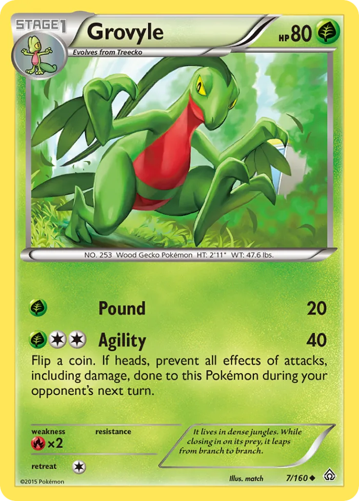 Grovyle #7 Primal Clash Pokemon card