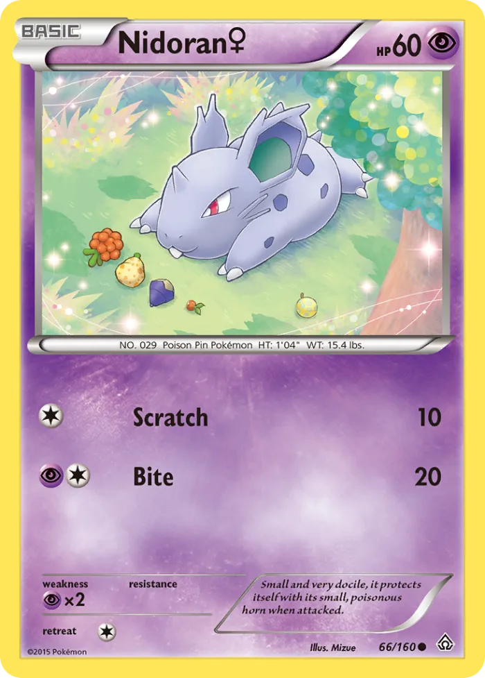 Nidoran ♀ #66 Primal Clash Pokemon card