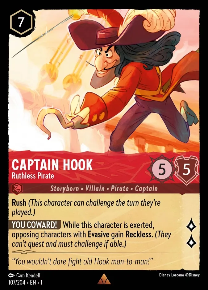 Captain Hook #107 The First Chapter Disney Lorcana card