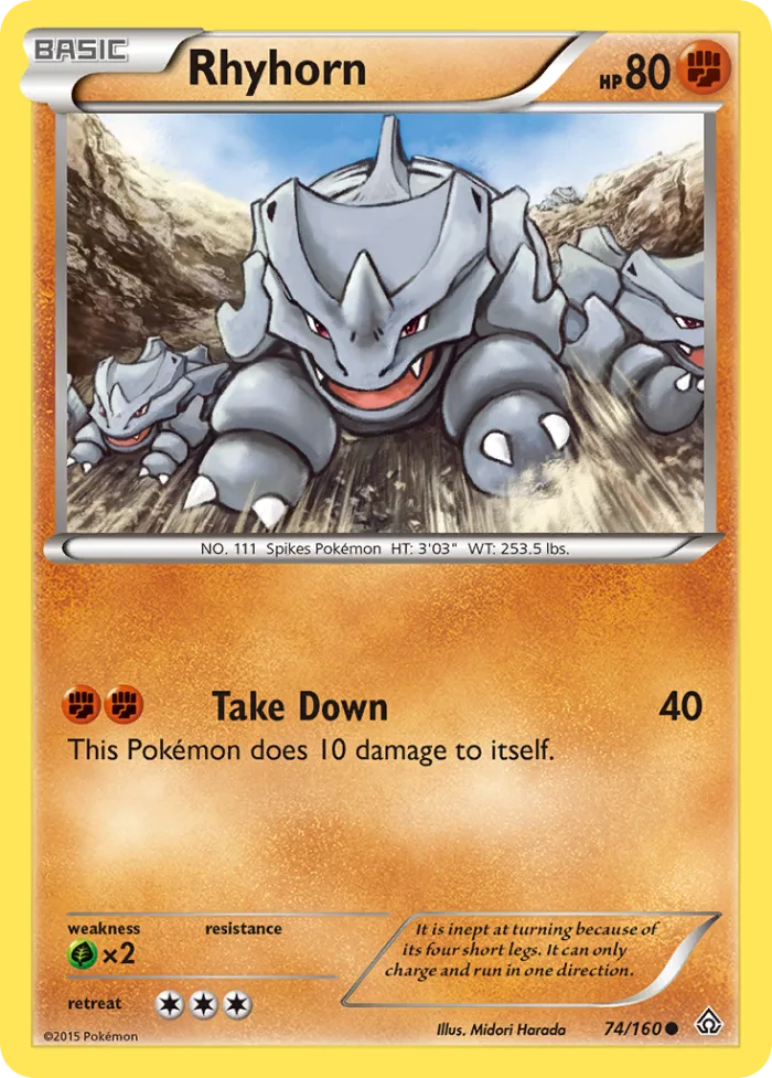 Rhyhorn #74 Primal Clash Pokemon card