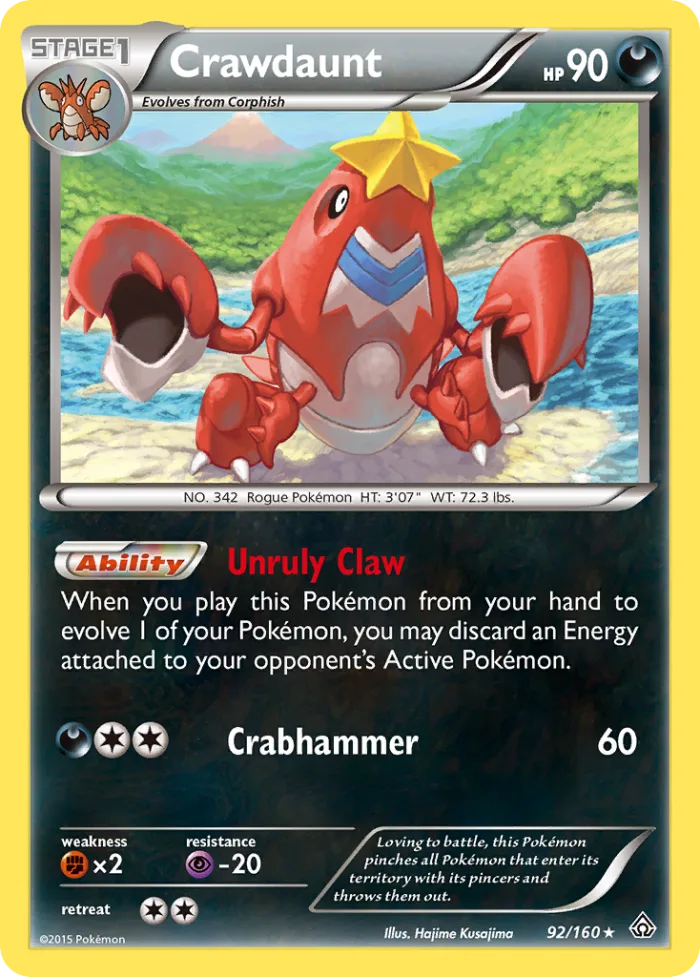 Crawdaunt #92 Primal Clash Pokemon card