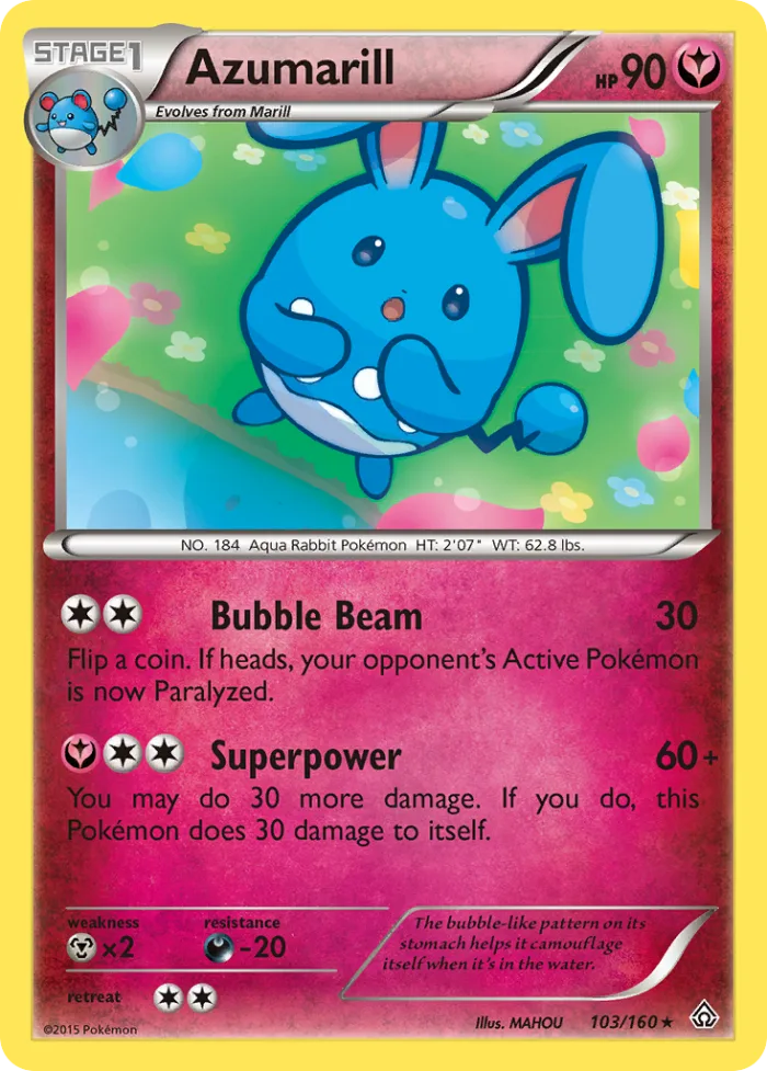 Azumarill #103 Primal Clash Pokemon card