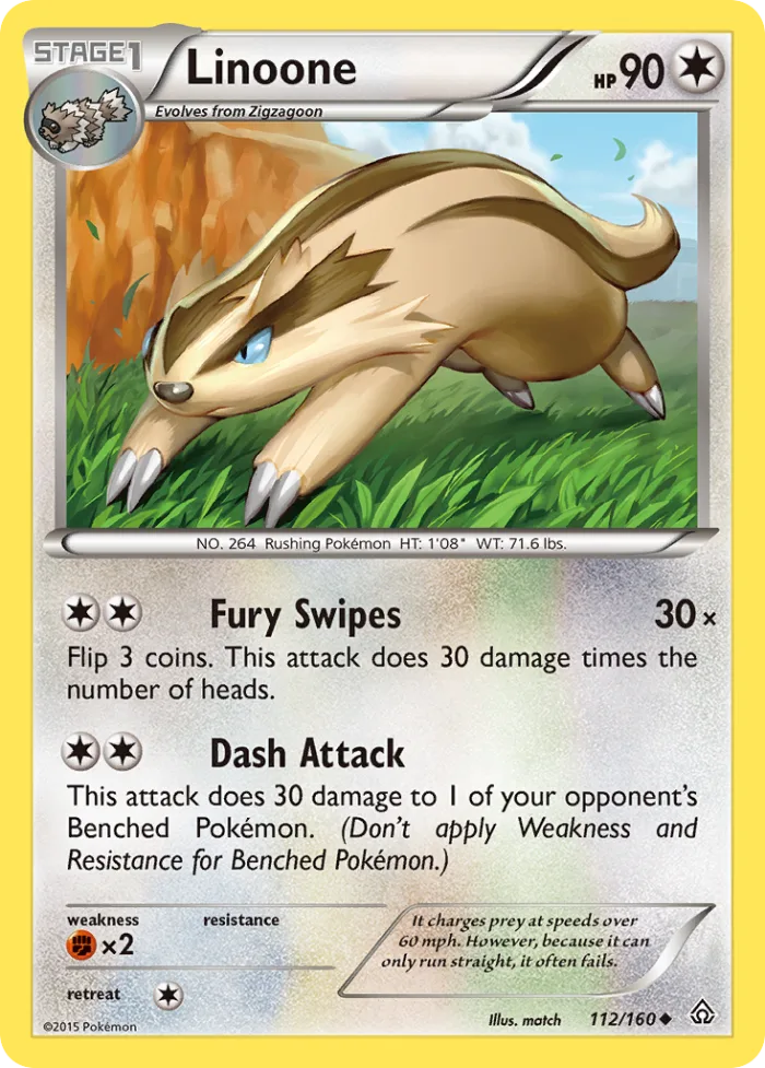 Linoone #112 Primal Clash Pokemon card