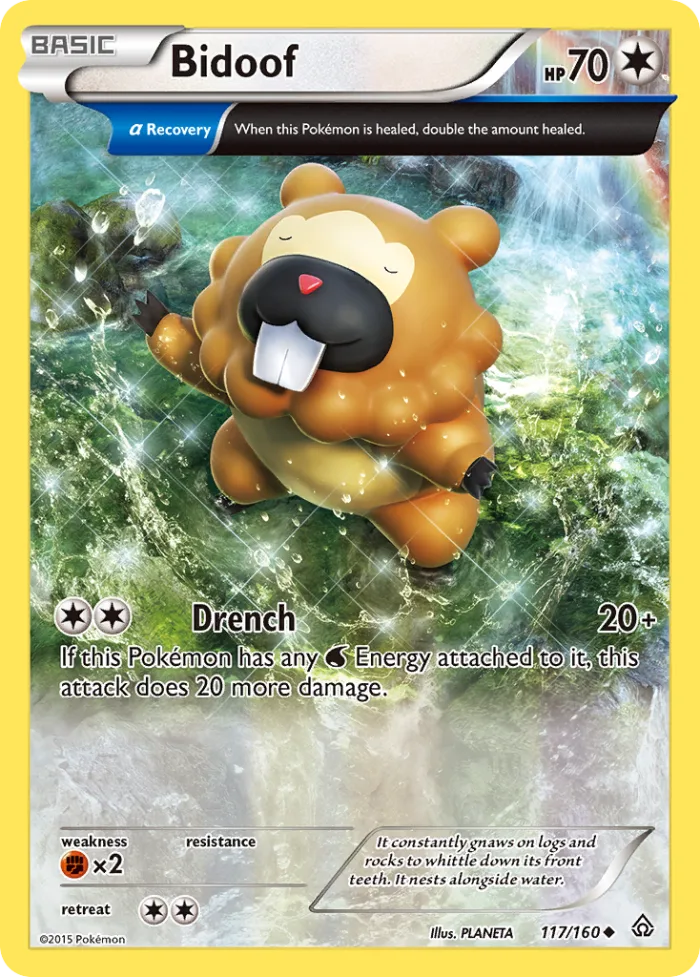 Bidoof #117 Primal Clash Pokemon card