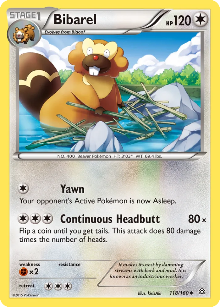Bibarel #118 Primal Clash Pokemon card