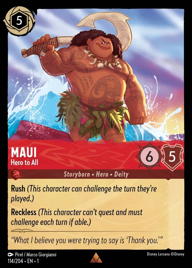 Maui #114 The First Chapter Disney Lorcana card