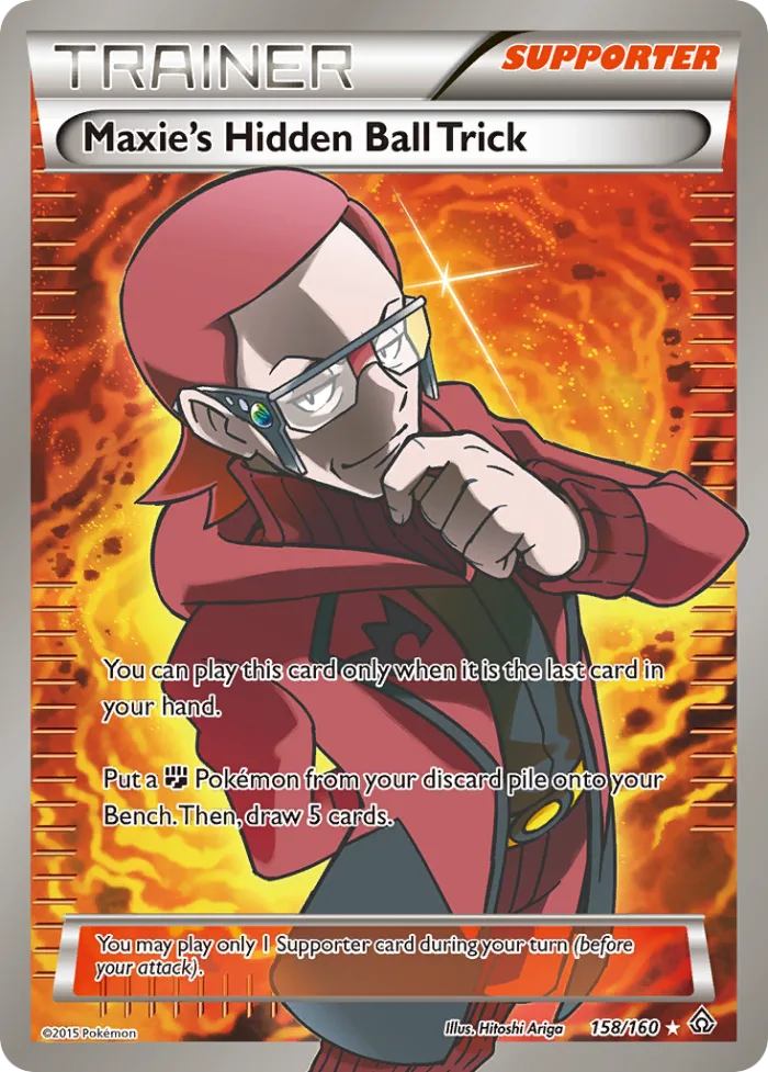 Maxie's Hidden Ball Trick #158 Primal Clash Pokemon card