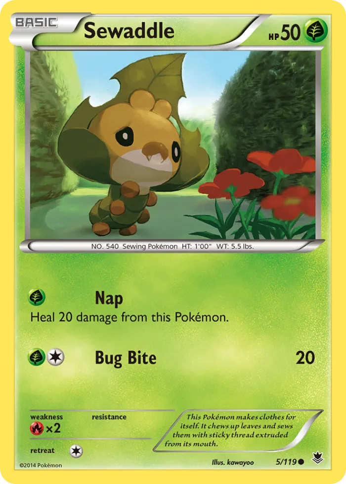 Sewaddle #5 Phantom Forces Pokemon card
