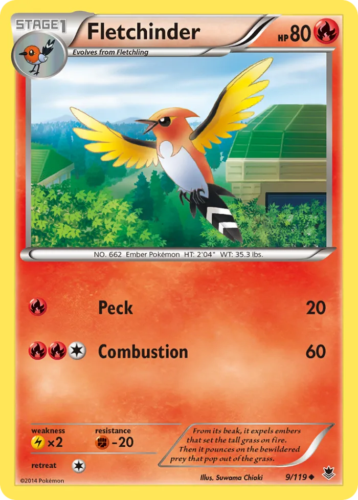 Fletchinder #9 Phantom Forces Pokemon card