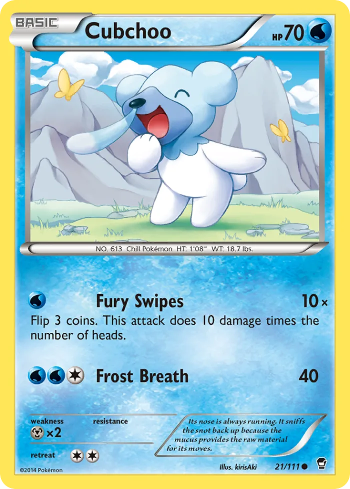 Cubchoo #21 Furious Fists Pokemon card