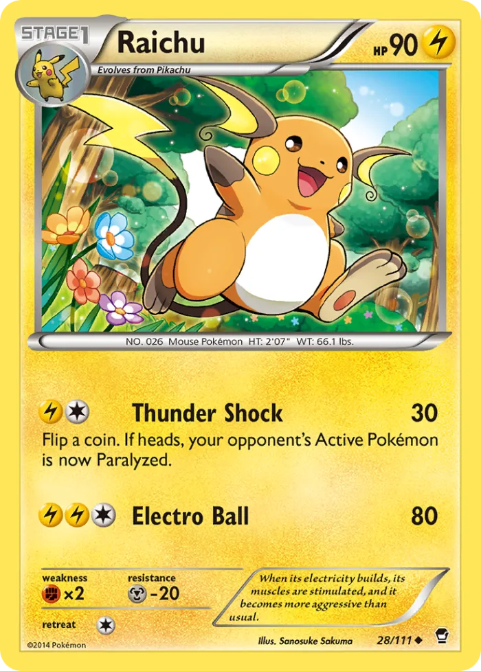 Raichu #28 Furious Fists Pokemon card