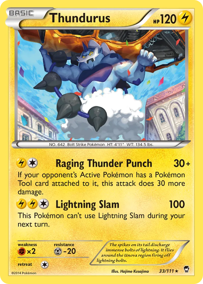 Thundurus #33 Furious Fists Pokemon card