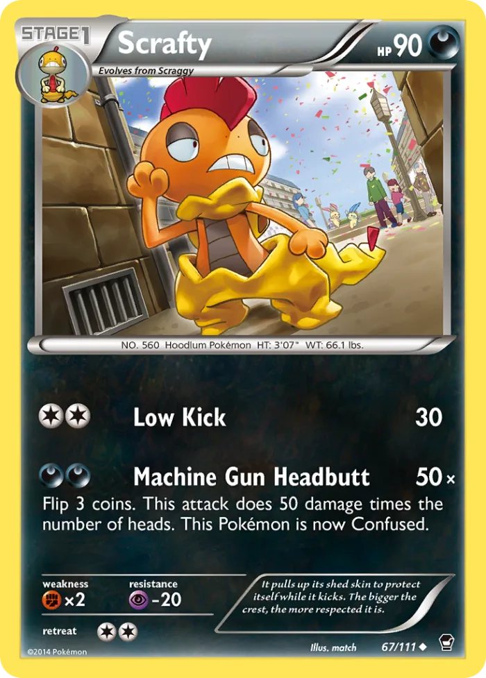 Scrafty #67 Furious Fists Pokemon card