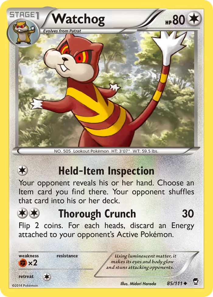 Watchog #85 Furious Fists Pokemon card