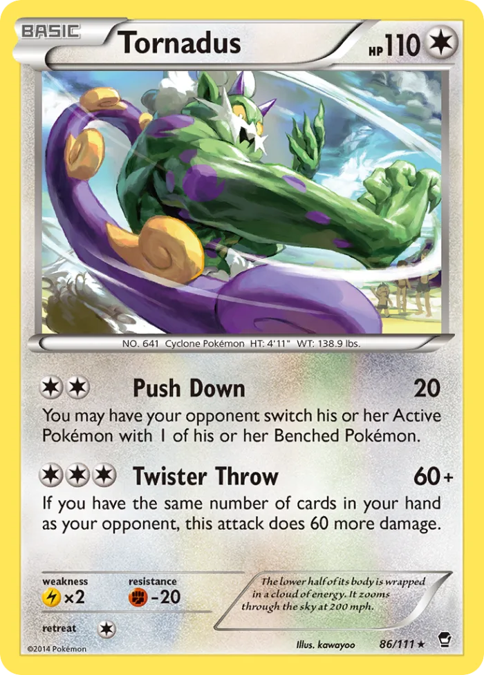 Tornadus #86 Furious Fists Pokemon card