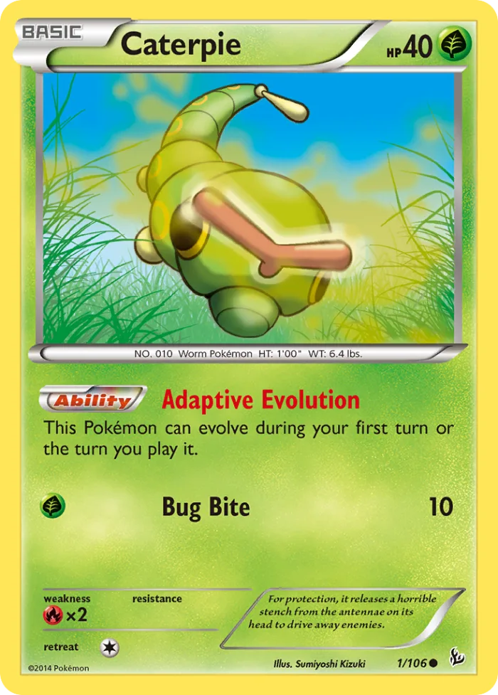 Caterpie #1 Flashfire Pokemon card