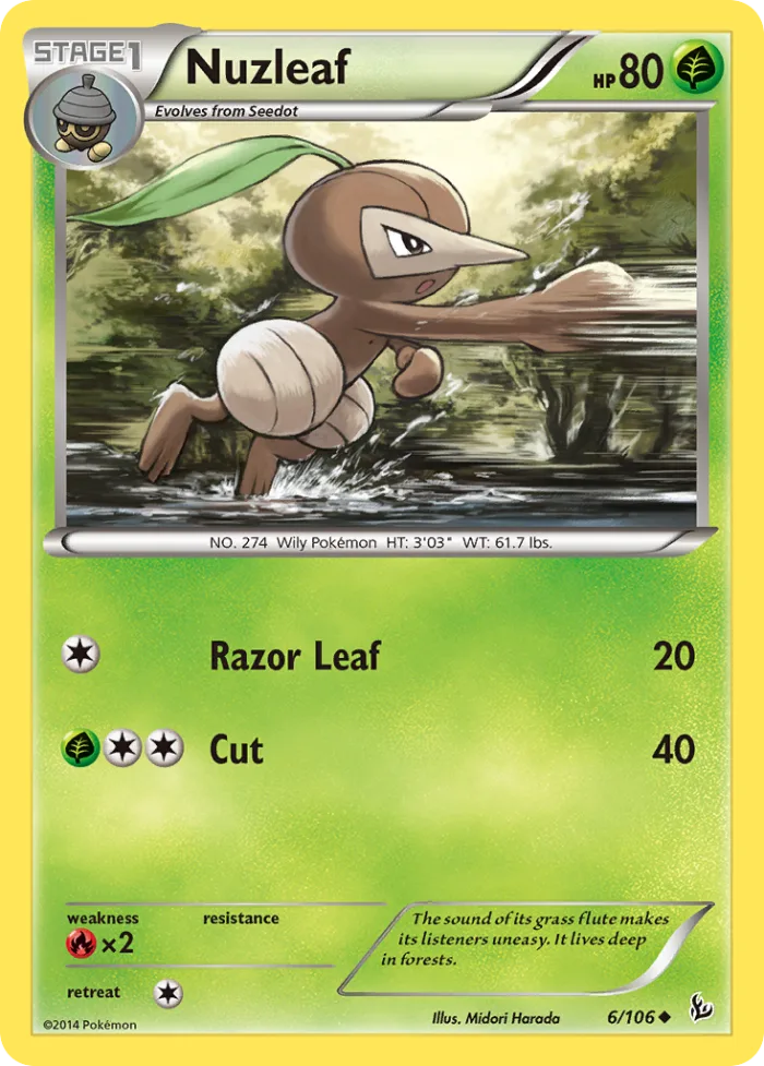 Nuzleaf #6 Flashfire Pokemon card
