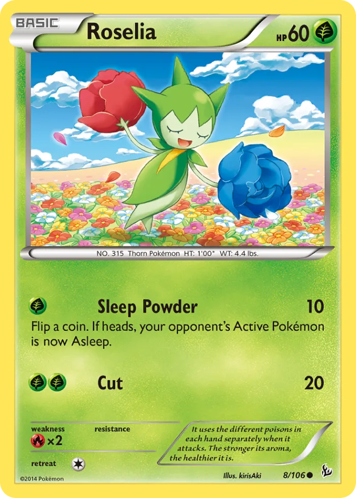 Roselia #8 Flashfire Pokemon card