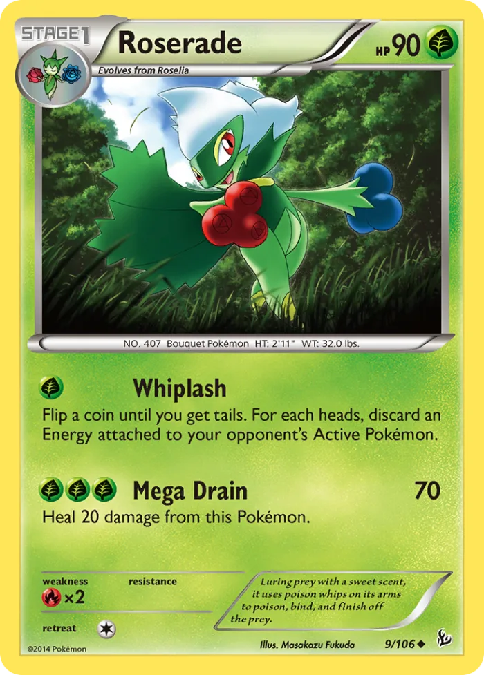 Roserade #9 Flashfire Pokemon card