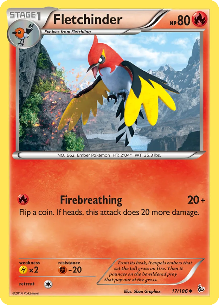 Fletchinder #17 Flashfire Pokemon card
