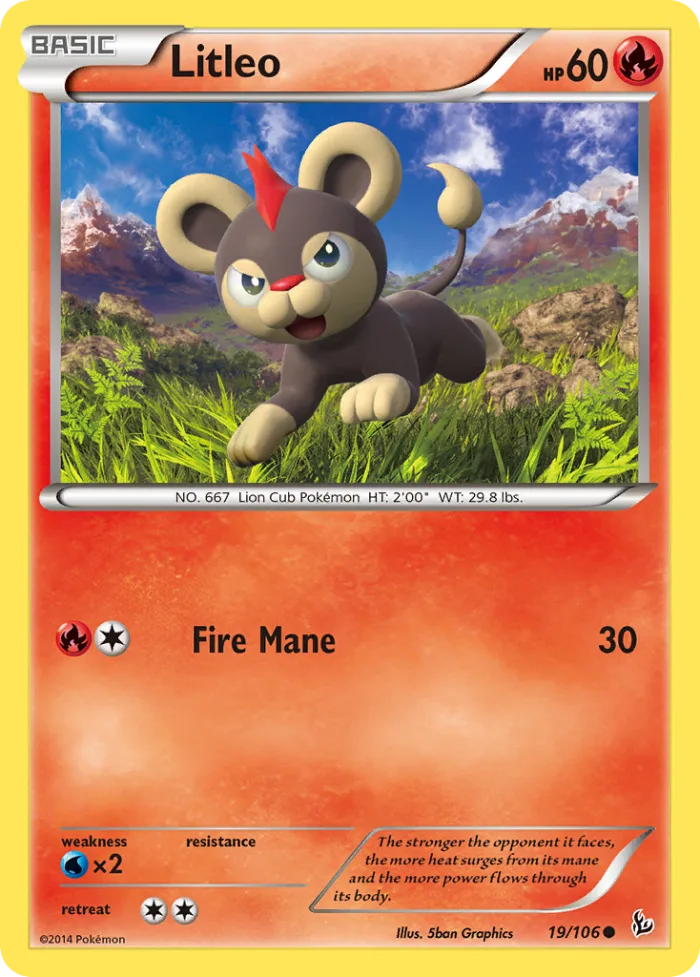 Litleo #19 Flashfire Pokemon card