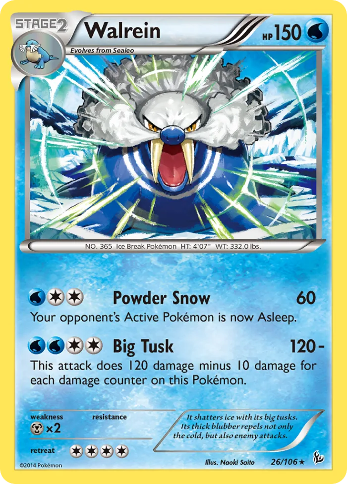 Walrein #26 Flashfire Pokemon card