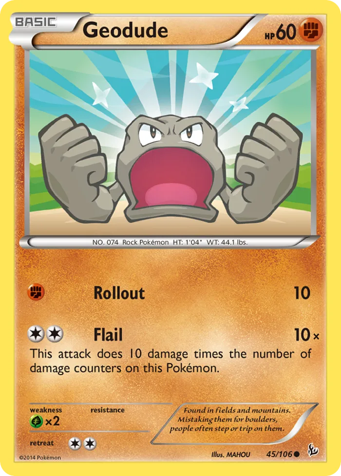 Geodude #45 Flashfire Pokemon card