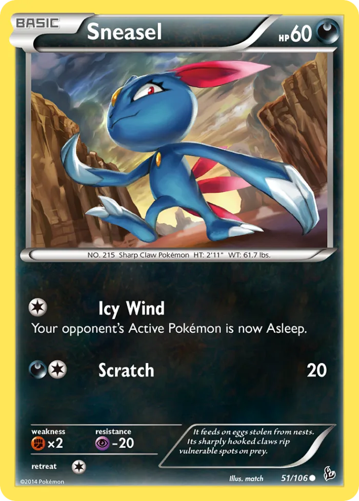 Sneasel #51 Flashfire Pokemon card