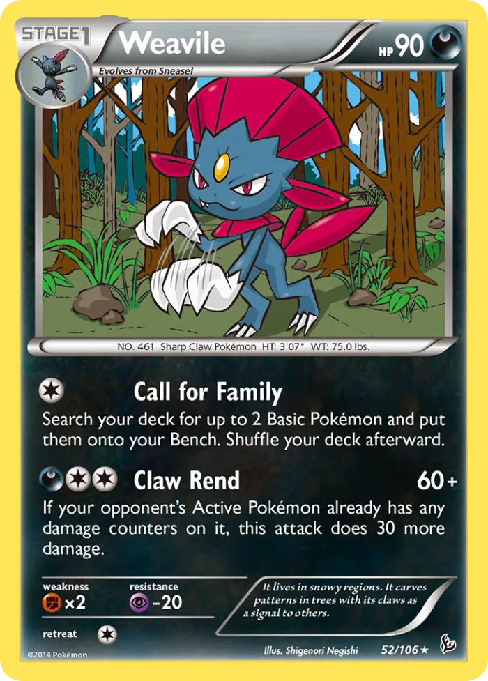 Weavile #52 Flashfire Pokemon card