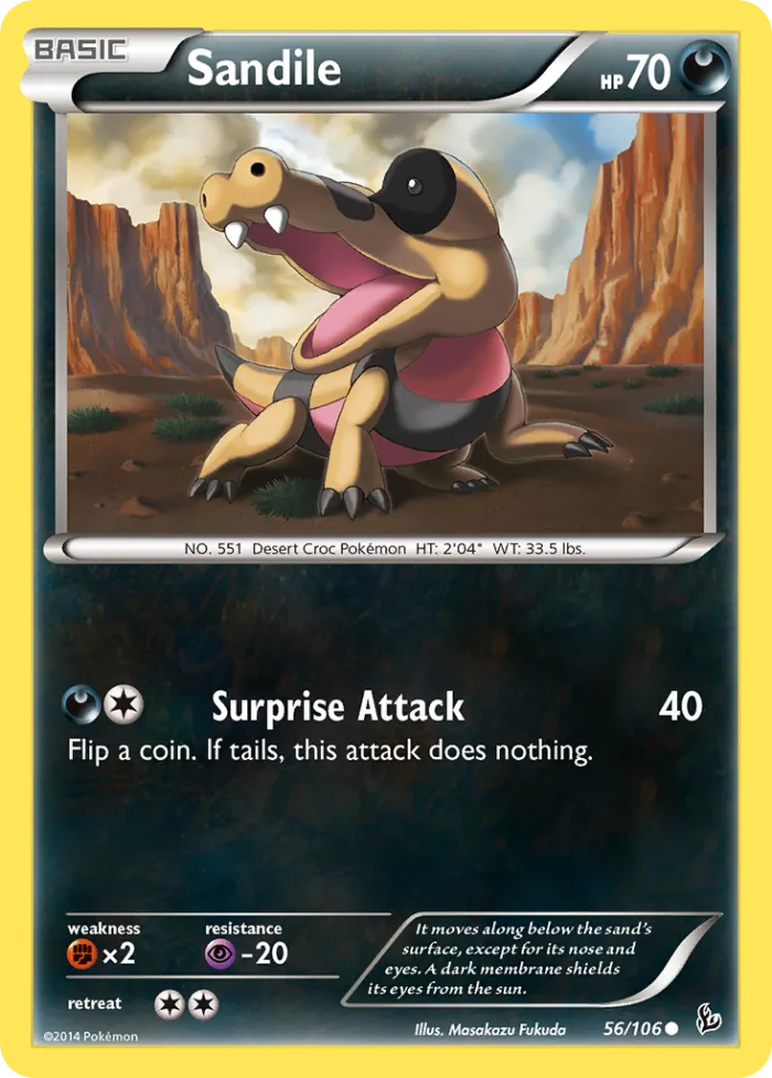 Sandile #56 Flashfire Pokemon card