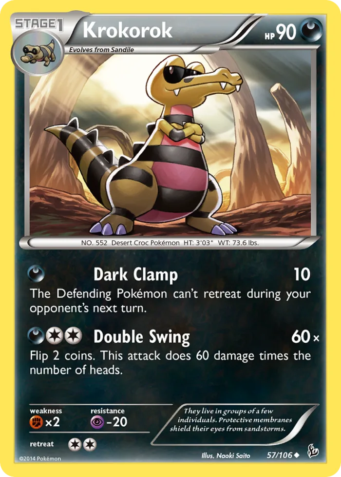 Krokorok #57 Flashfire Pokemon card