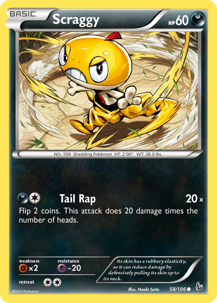Scraggy #58 Flashfire Pokemon card