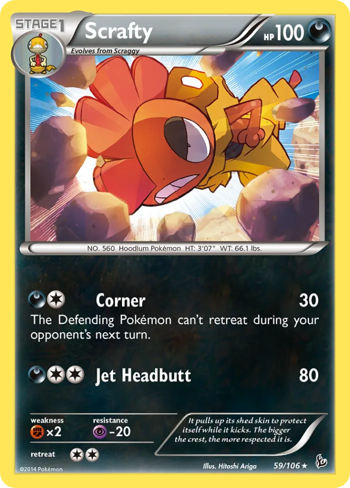 Scrafty #59 Flashfire Pokemon card
