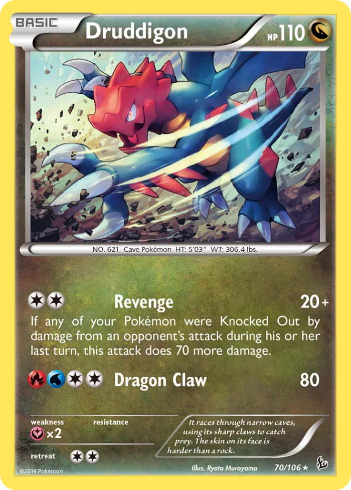 Druddigon #70 Flashfire Pokemon card
