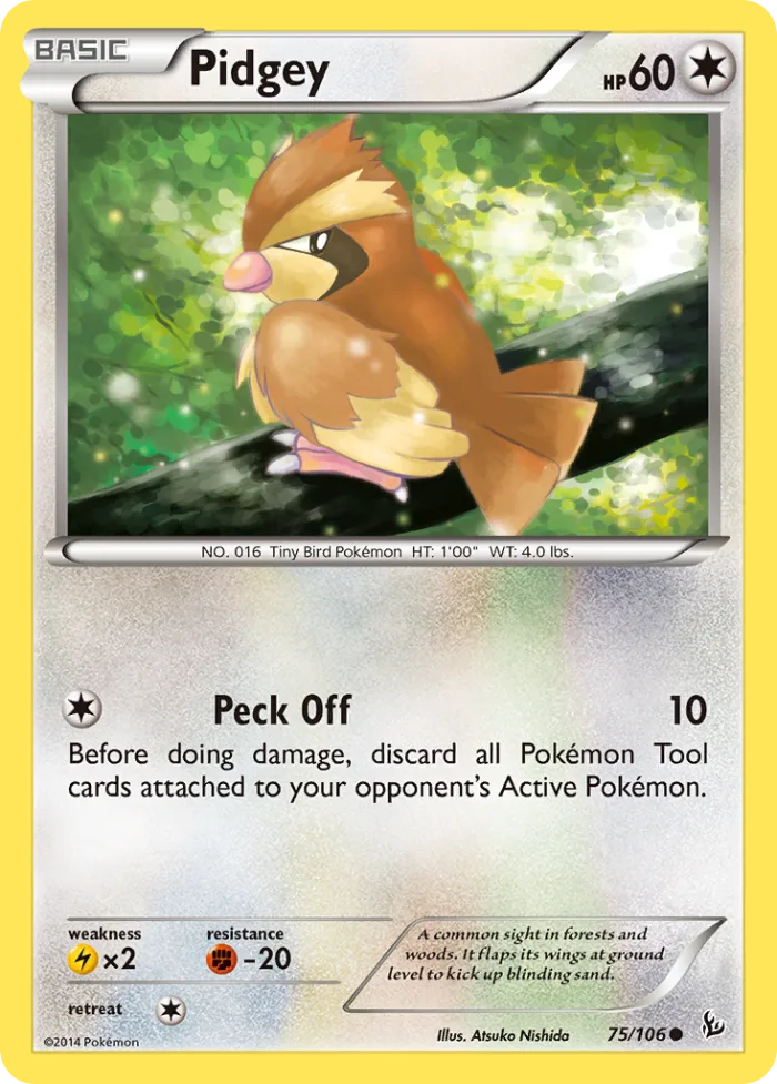 Pidgey #75 Flashfire Pokemon card