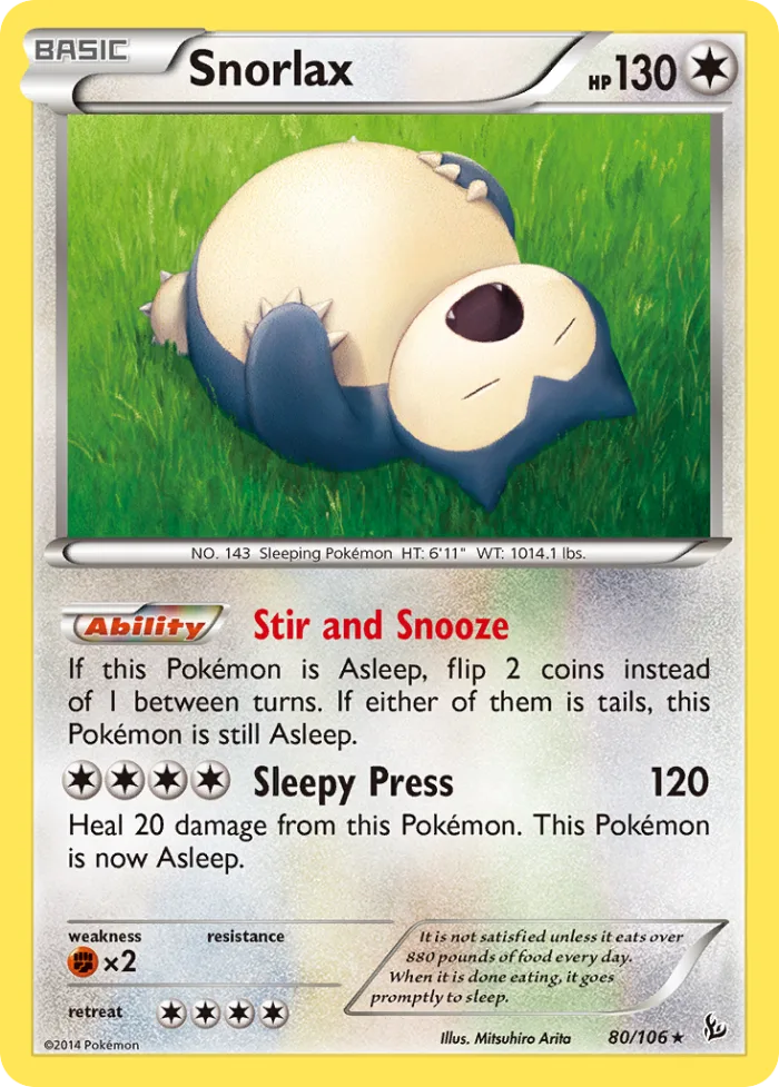Snorlax #80 Flashfire Pokemon card
