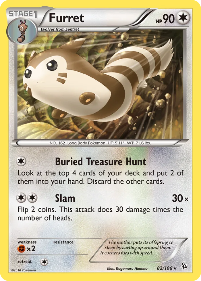 Furret #82 Flashfire Pokemon card