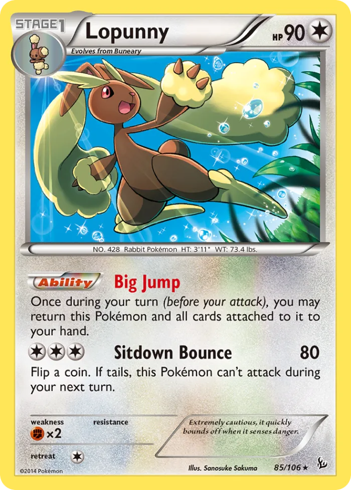 Lopunny #85 Flashfire Pokemon card